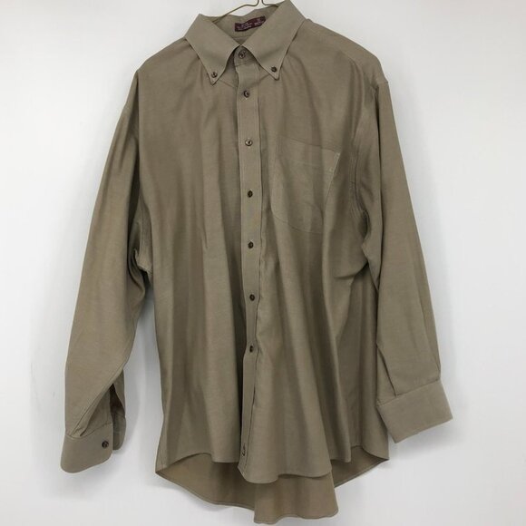 Nordstrom tan 100% Cotton wrinkle free men’s dress shirt neck 16.5  (32) - Picture 15 of 15